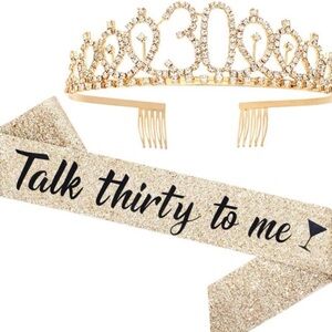 Gold 30th Birthday Tiara and Sash Set